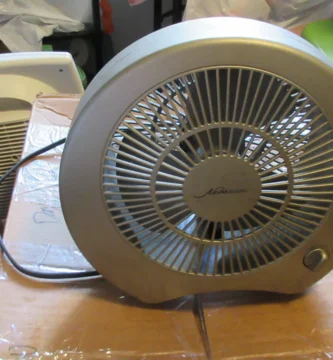 Espanta moscas: qué funciona y qué es tirar el dinero 3 Ventilador pequeño de sobremesa funcionando sobre una caja