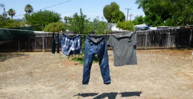 Moscas en la ropa: por qué se posan y cómo quitar manchas 6 Ropa tendida al sol en un tendedero exterior